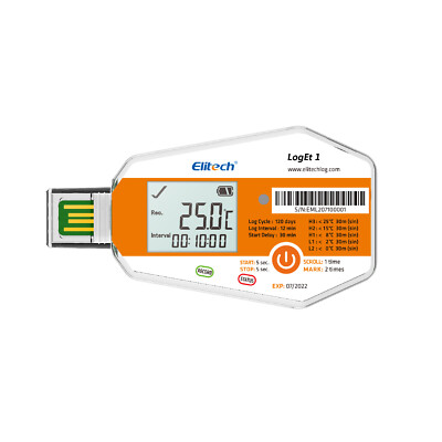 Elitech LogEt 1 Temperature Data Logger Single Use PDF Report USB 16000 Points
