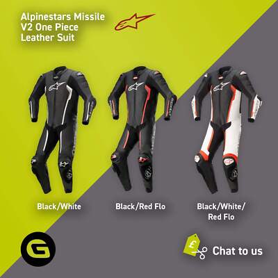 新品未使用Alpinestars Missile V2 2PC Size 48 Missile V2 1-Piece Leather Suit - BLACK RACING/SPORT One