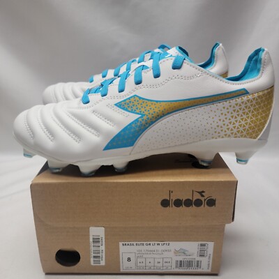 Women Size 8 Diadora Brasil Elite GR LT LP12 Soccer Cleats White / Blue / Gold