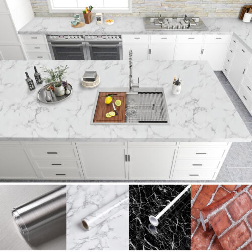 NK HOME 15.7'' x 40'' Marble Paper Granite Gray/White Roll Kitchen countertop Cabinet Furniture is renovated Thick Wallpaper PVC Easy to Remove, Upgrade Wallpaper-White NK HOME 15.7'' x 40'' Marble Paper Granite Gray/White Roll Kitchen countertop Cabinet Furniture is renovated Thick Wallpaper PVC Easy to Remove, Upgrade Wallpaper-White