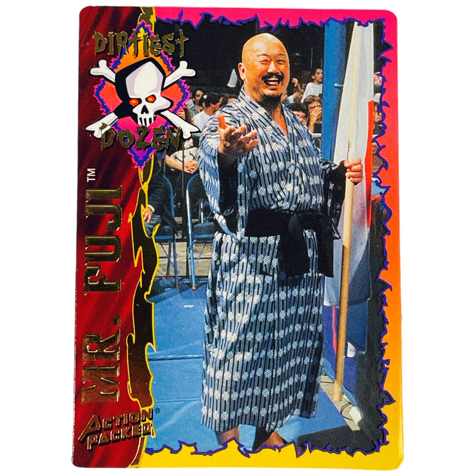 1995 WWF Action Packed Mr Fuji Gold Foil Dirtiest Dozen #28 Wrestling Card WWE