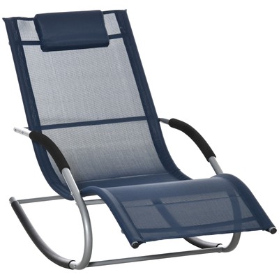 Zero Gravity Rocking Lounger Patio Chaise Chair Recliner Sleep Bed with Pillow
