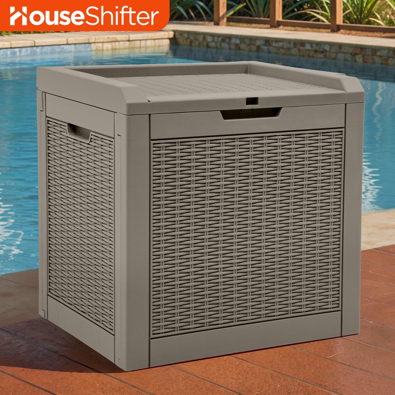 Outdoor Storage Box 32 Gallon Small Table Resin Patio Deck