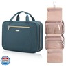 TBTOTRA Hanging Toiletry Bag for Women Travel, 2 Sizes Large and Small Waterproof Cosmetic Organizer with 4 Compartments, Rotating Hook, Foldable Pink Travel Bag for Toiletries and Makeup Medium Lake Blue