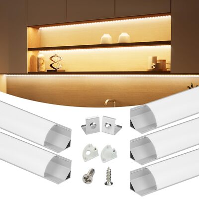 Muzata 5Pack 3.3FT/1M V-Shape LED Channel System with Milky White Cover Lens ...