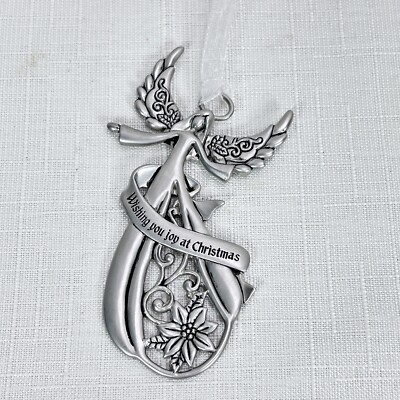Ganz Pewter Angel Ornament WISHING YOU JOY AT CHRISTMAS