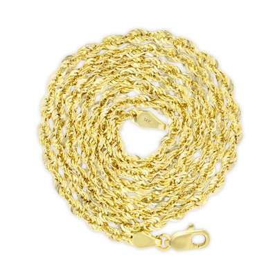 NURAGOLD 14K YELLOW GOLD MENS 3MM ITALIAN DIAMOND CUT ROPE CHAIN PENDANT NECKLACE 28"