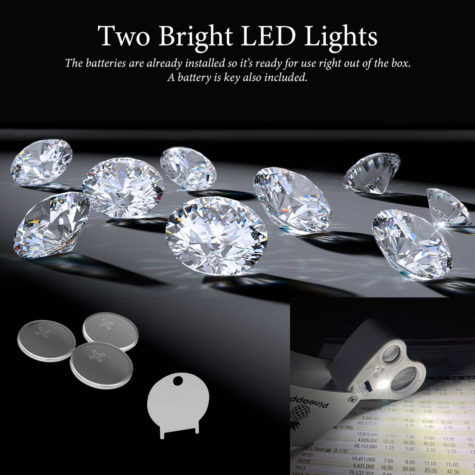 30X 60X Jewelers Loupe Magnifying Glass Magnifier Loop Jewelry Coin Pocket Light