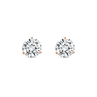 Pre-owned Shine Brite With A Diamond 2.75 Ct Round Cut Earrings Studs Solid Real 14k Rose Gold Push Back Martini In White/colorless