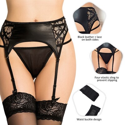 US Black Lace Garter Suspender Belt Adjustable Strap