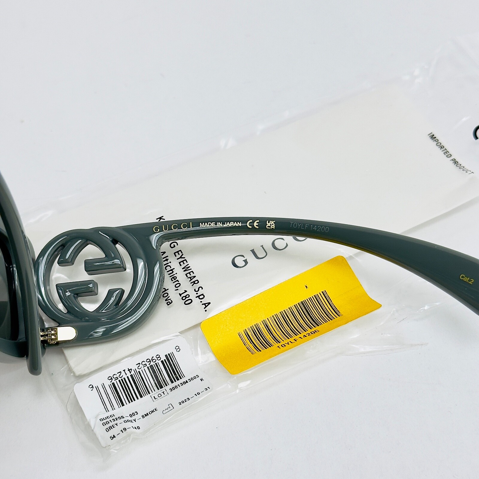 Pre-owned Gucci Couture 1325 Gray Gg Logo 003 Narrow Fashion Rectangle Sunglasses Gg1325s