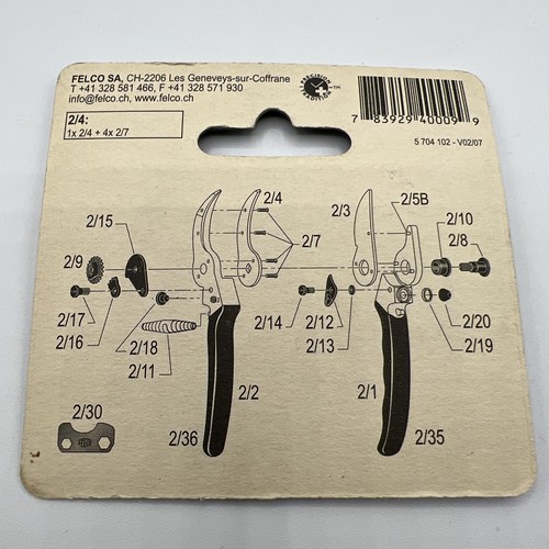Felco Anvil blade for Model 2 secateurs - blade and rivets part no 2/4 CH2206 Z8