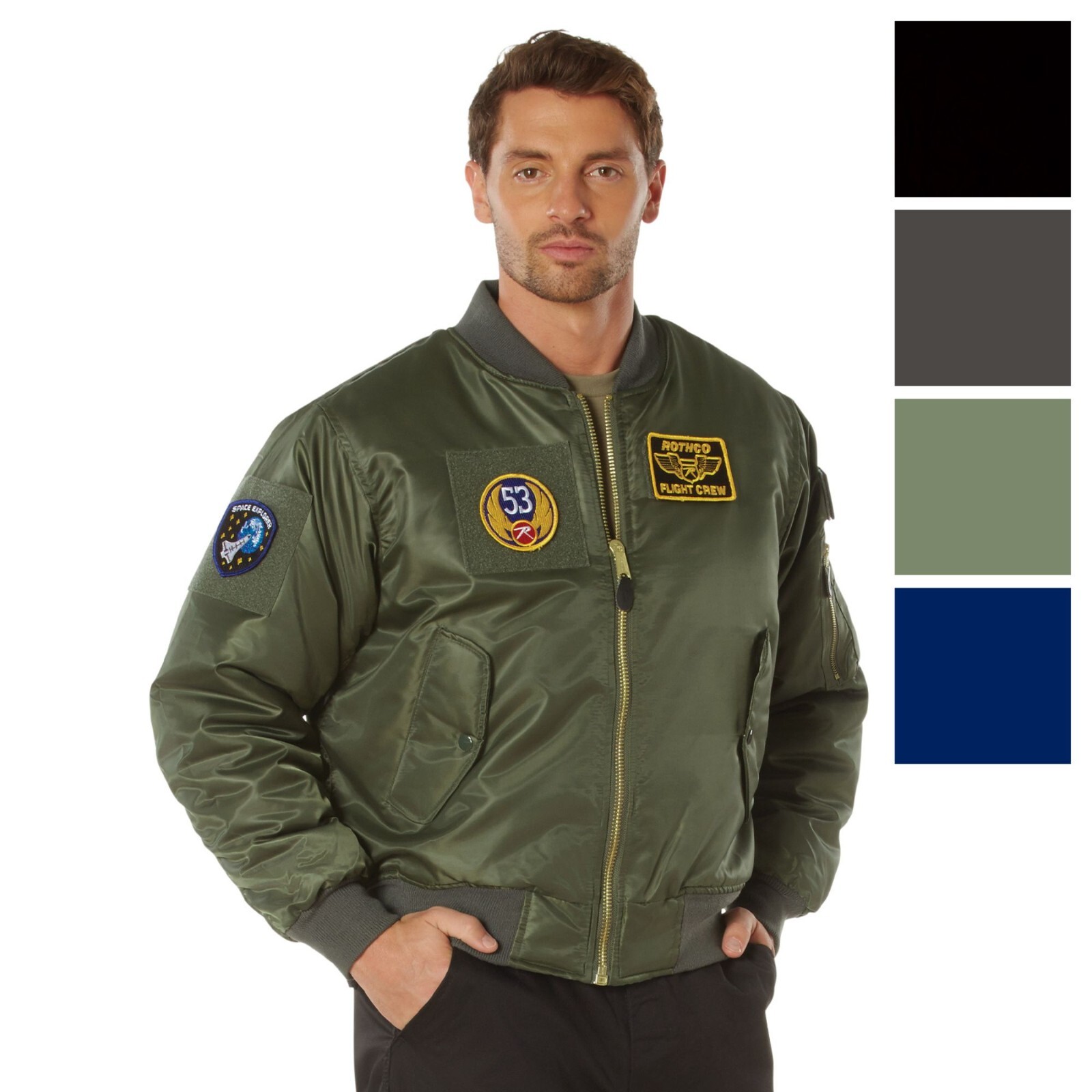 Mens Military Air Force Style MA-1 Flight Jacket with 5 Mens Military Air Force Style MA-1 Flight Jacket with 5