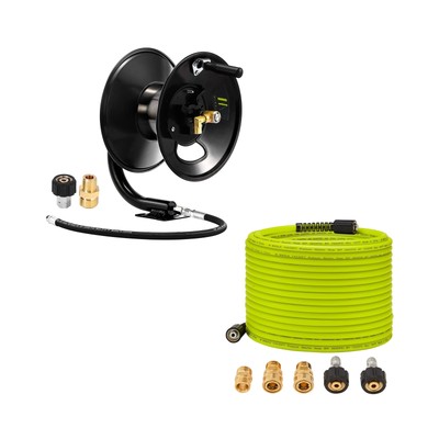 M MINGLE Pressure Washer Hose Reel 100ft, Pressure Washer Hose 50 FT x 1/4