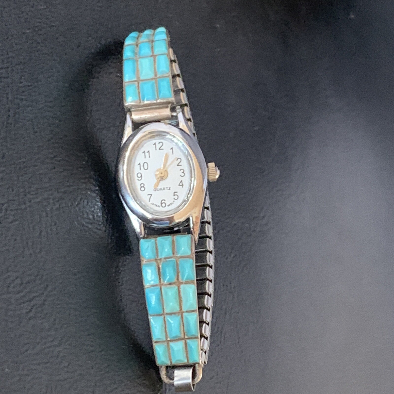 Old Pawn Navajo Sterling Silver Watch Tips Turquoise Corn Inlay