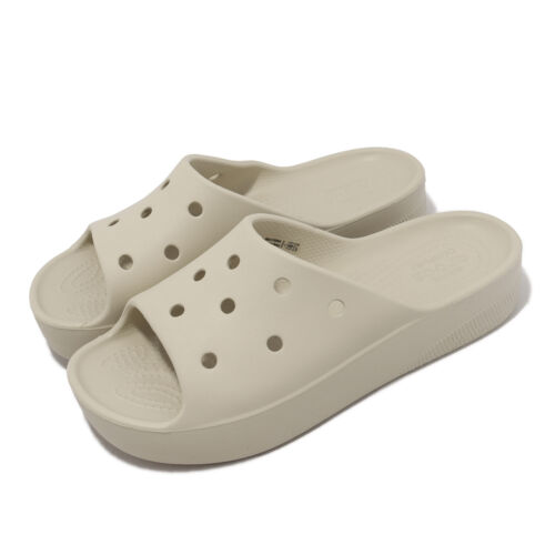 Crocs Classic Platform Slide Bone Бежевые женские повседневные сандалии Тапочки 208180-2Y2