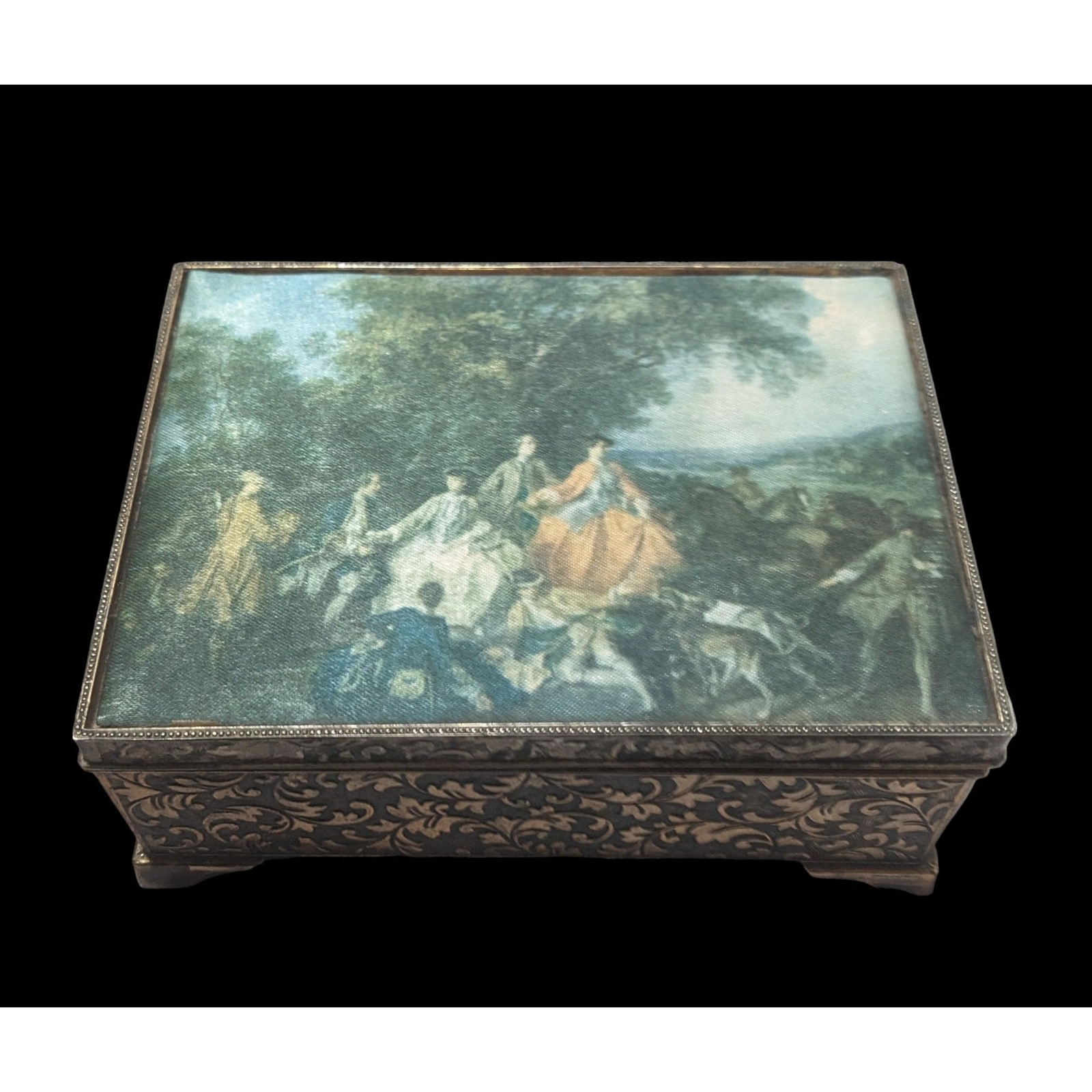 ビンテージ　Schmid Brothers ジュエリーボックス オルゴール Vintage Schmid Brothers Jewelry Box Music Box Satin Portrait