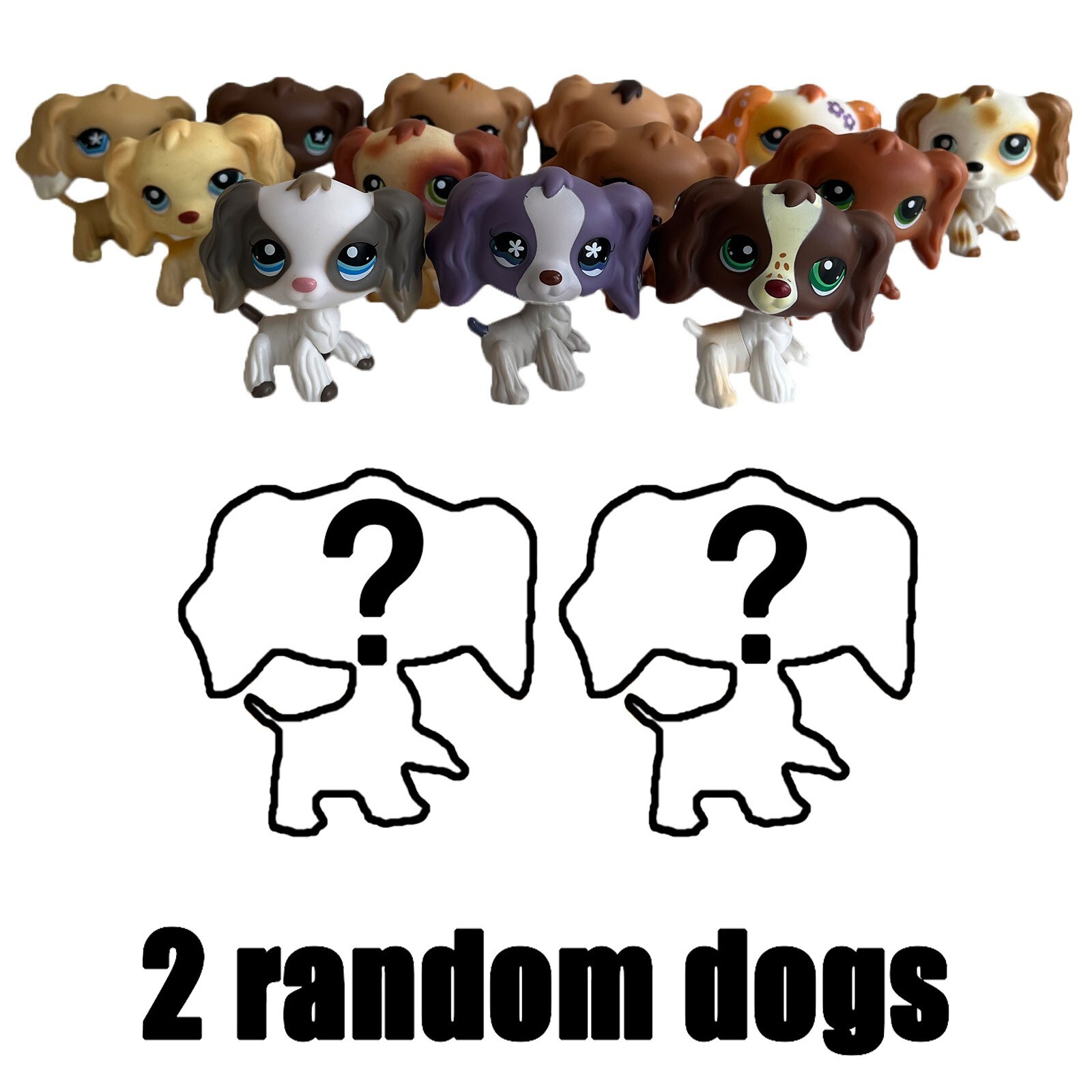 2pcs Littlest pet shop Toys bobble head spaniel dogs girls