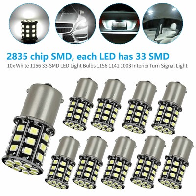 10x Super Bright White 1156 RV Trailer 33 SMD Car LED 1141 Interior Light Bulbs