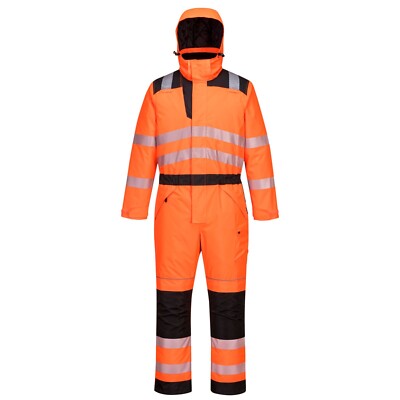Portwest PW352 PW3 Hi-Vis Winter Coverall Waterproof Warmth Boiler Suit - Orange