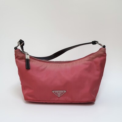 Vintage Prada Tessuto Sirio Peonia Pink Shoulder Boat Bag