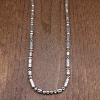 Sterling Silver Round and Cylinder Bead Necklace by Marie Lovato