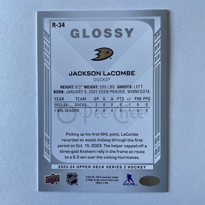 2023 Upper Deck Series 2 #R-34 Jackson LaCombe RC O-Pee-Chee Glossy