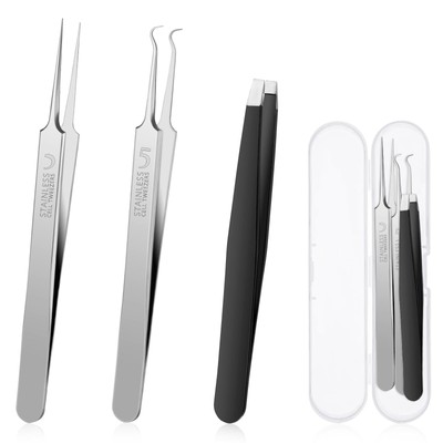 3Pcs Blackhead Remover Tweezers, Tool Kit Ingrown Hair Tweezers