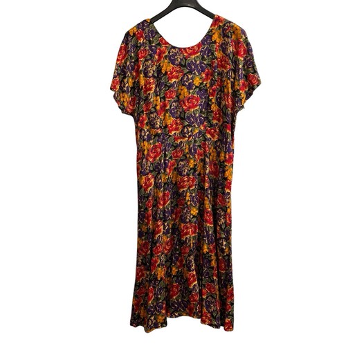 Vintage Jamie Brooke Dress Womens 24 Dark Colorful Floral