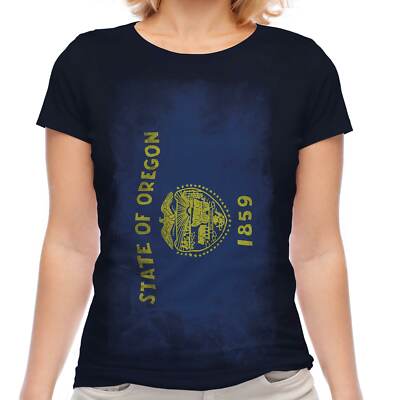 OREGON STATE FADED FLAG LADIES T-SHIRT TEE TOP OREGONIAN SHIRT JERSEY GIFT