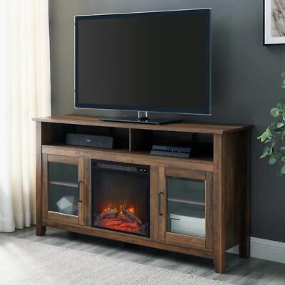 2 Glass Doors Highboy Tv Stand  For Up To 65