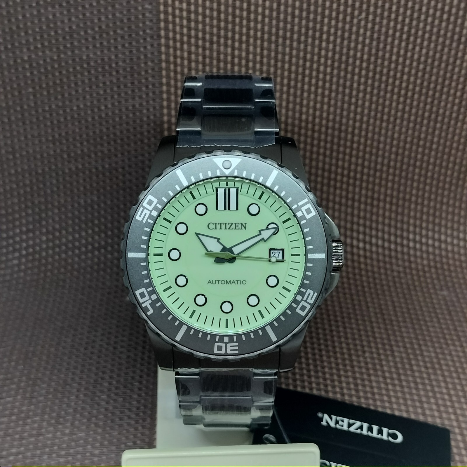 Citizen NJ0177-84X Green Analog Black Stainless Steel Date