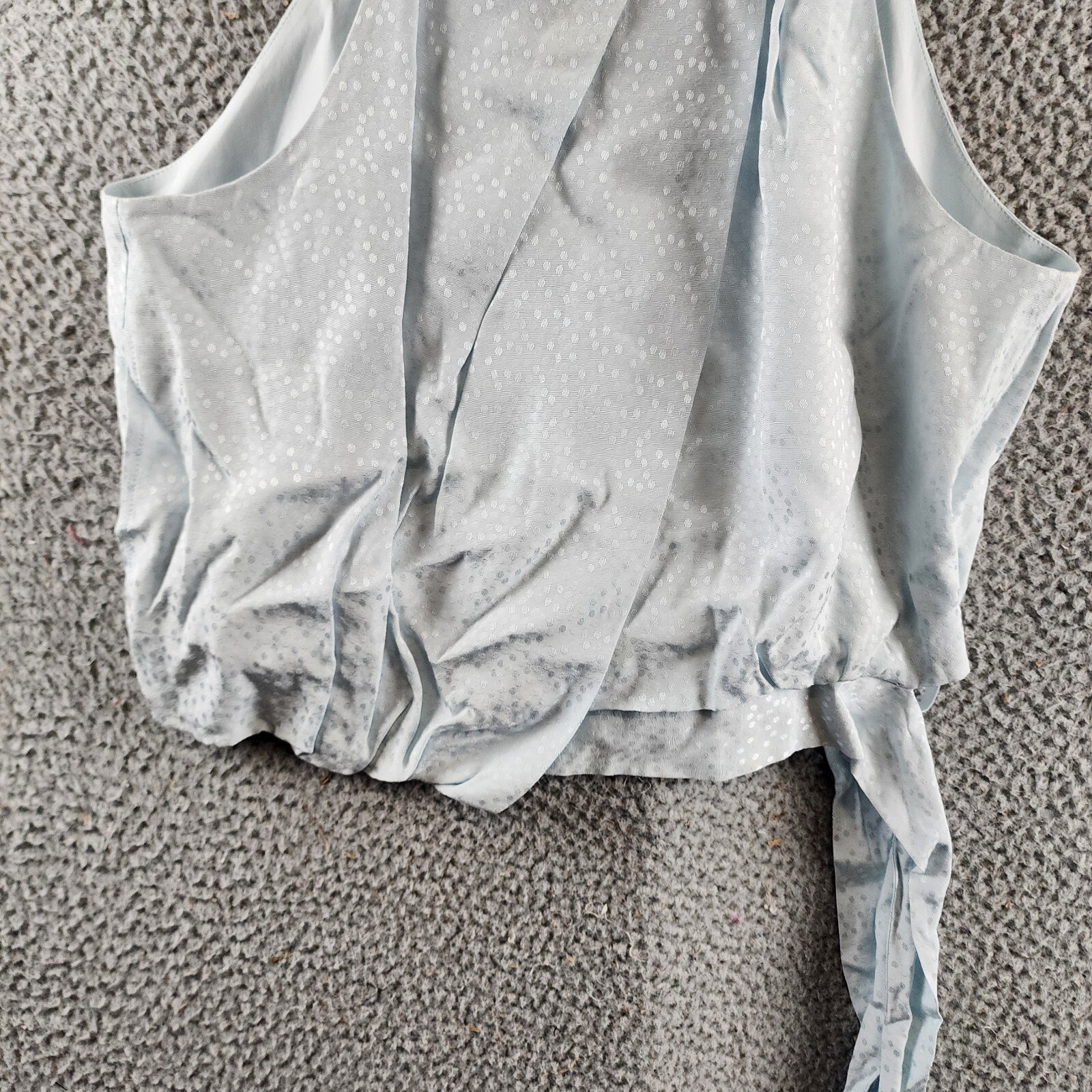 BCBGMAXAZRIA Halter Neck Sleeveless Overdraped Side Tie Top Women's M Blue - Picture 4 of 17