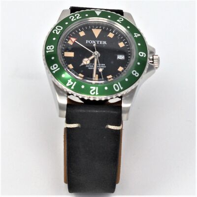 Foxter Quartz Watch Black Dial Black Leather Strap SIXTIES3