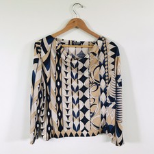 averado bessi womens blouse boat neck geometric long