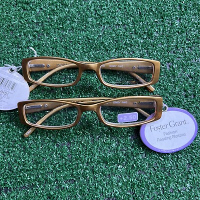 Foster Grant Reading Glasses +2.50 Cindy Gold Lot Of 2 NWT