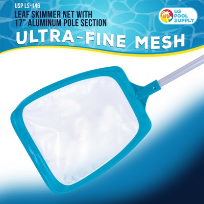 U.S. Pool Supply Spa, Hot Tub, Pool Hand Leaf Skimmer Net, 17" Pole - Ultra Fine