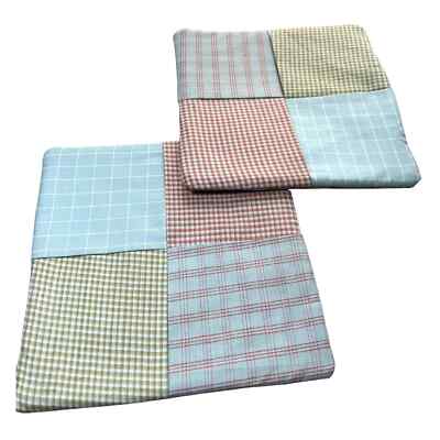 New Handmade Pair Quilted Cotton Trivets Red, Green & Blue Plaids