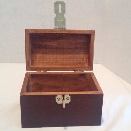 Wooden Recipe Box Brown With Latch To Lock Kitchen