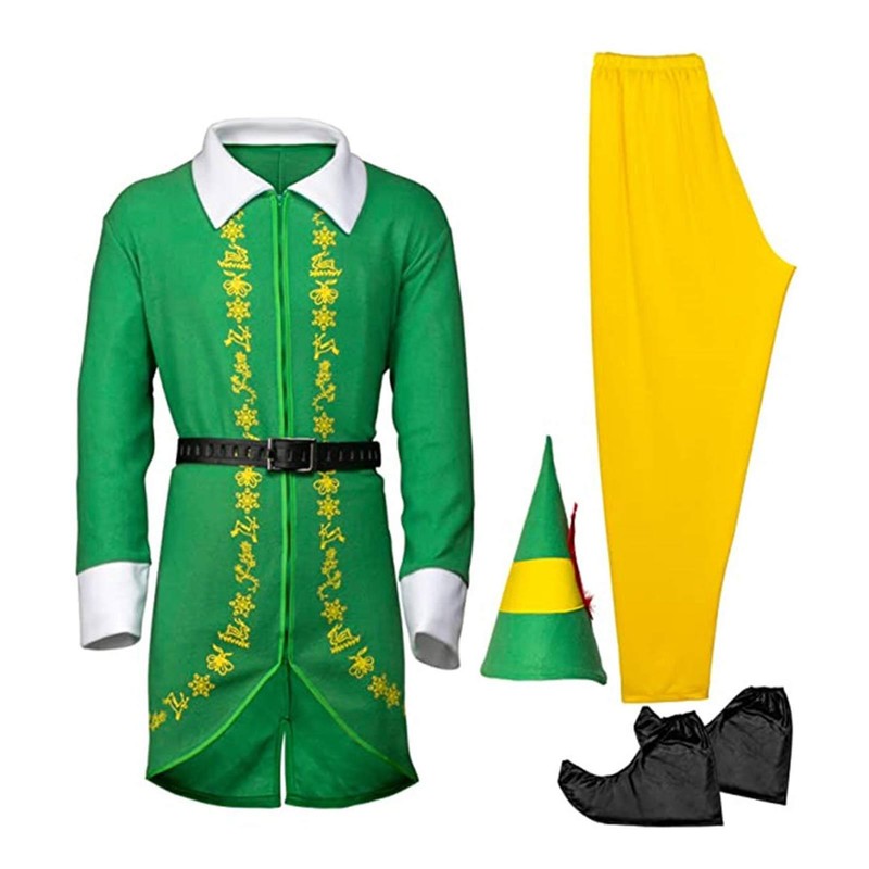 Buddy The Elf Christmas One Piece Zip Pajamas Costume Union Suit Adult Unisex