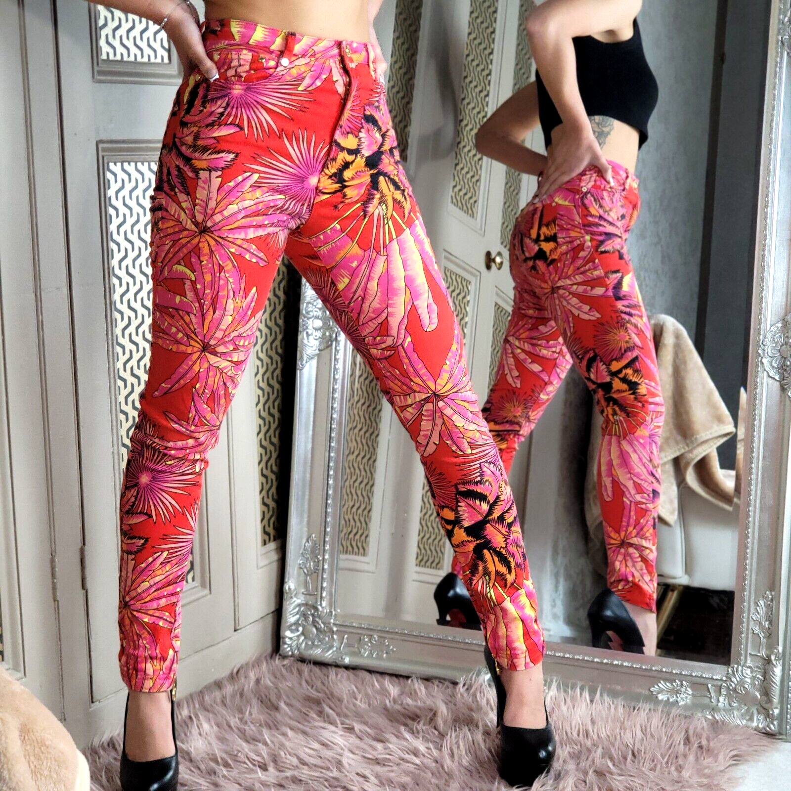 デニム・ジーパン VERSACE JEANS LEGGINGS WITH LOGOED BAND Versace Jeans Couture - Logo Band Leggings