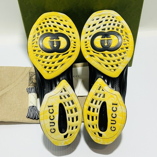 Pre-owned Gucci Run Knit Low Top Sneaker Black Floral Print Shoes Us 10.5 $920 In Multicolor