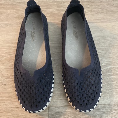 Ilse Jacobsen Womens  Navy Tulip Perforated Flats Slip On Leather Shoes 37.