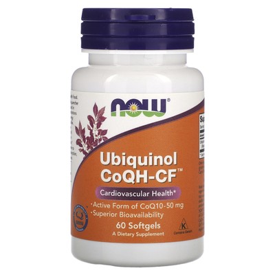 Now Foods Ubiquinol CoQH-CF 60 мягких капсул с гарантией качества GMP