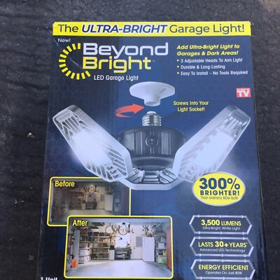 Beyond Bright LED Ultra-Bright Garage Light-3 Adjustable Panels Energy Efficient
