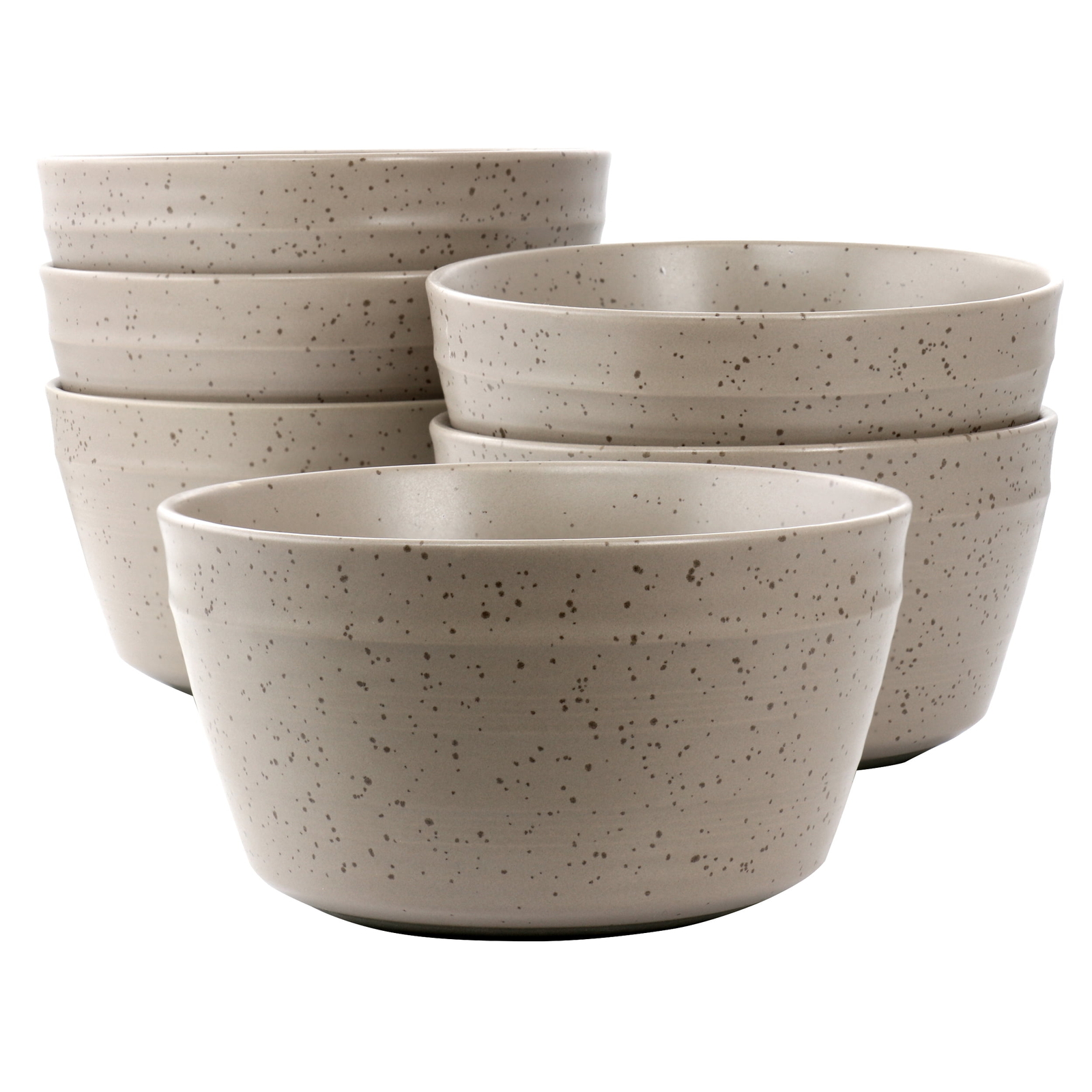 Bee and Willow Milbrook 6 Piece 6 Inch Round Stoneware Bowl Set in Mocha +x