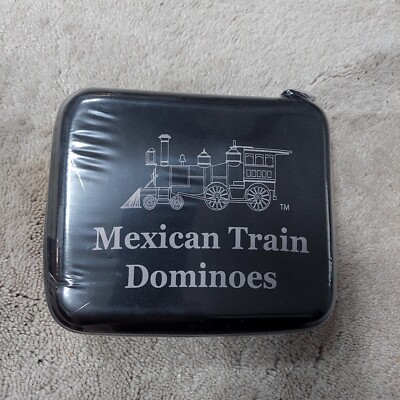 Double 12 Mexican Train Numeral Dominoes to Go Travel Size with Zip Up Case, Hub