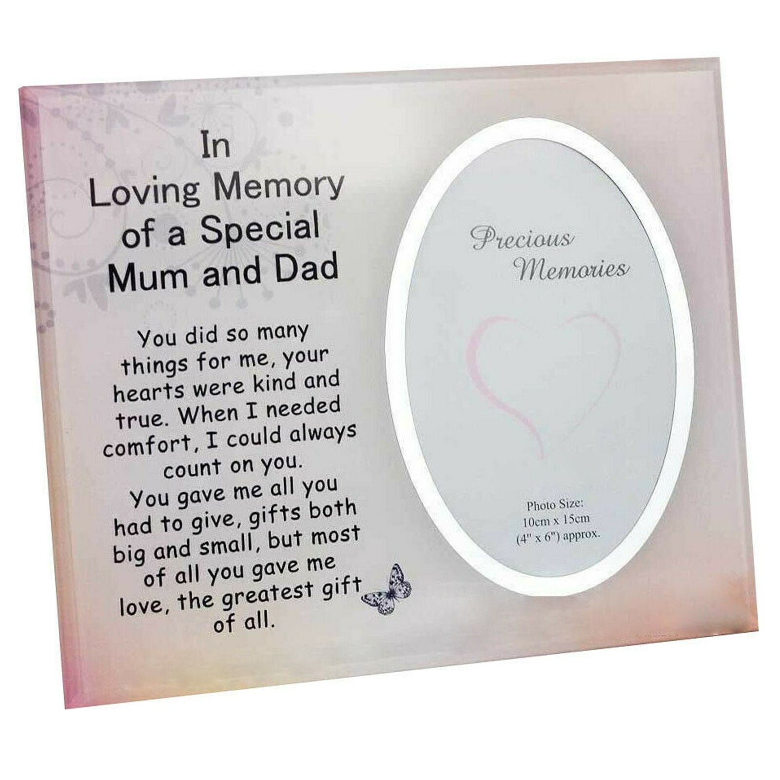 In Loving Memory Of Tribute Special Mum Dad Glass Memorial Photo Frame Plaque Ebay