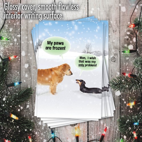 , My Paws Are Frozen - 36 Funny Christmas Cards  - Bulk Set,
