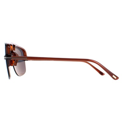 Pre-owned Tom Ford Sunglasses Hugo 02 Ft1003 45v Shiny Light Brown Blue Gray